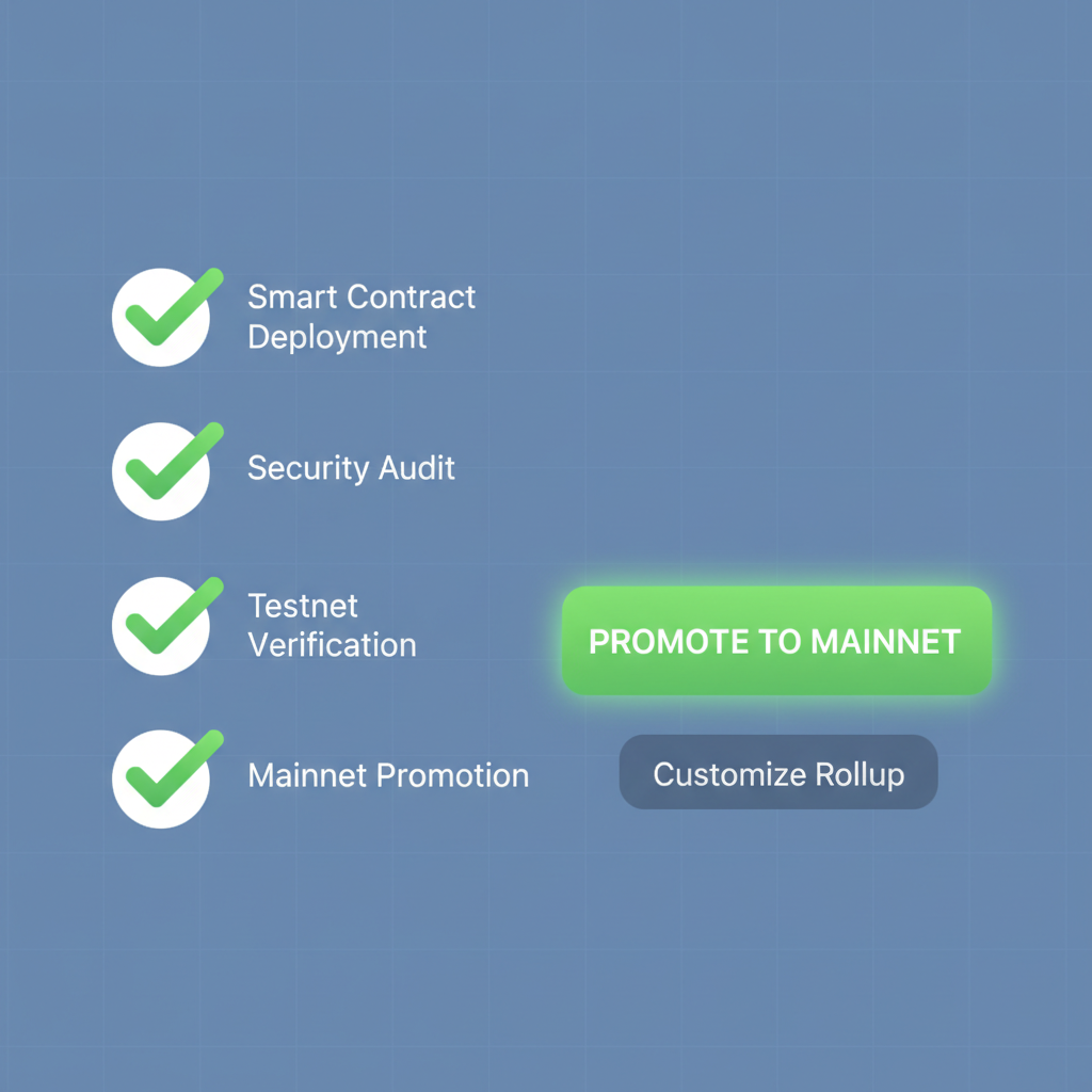 audit checklist green checks mainnet promotion button RaaS UI