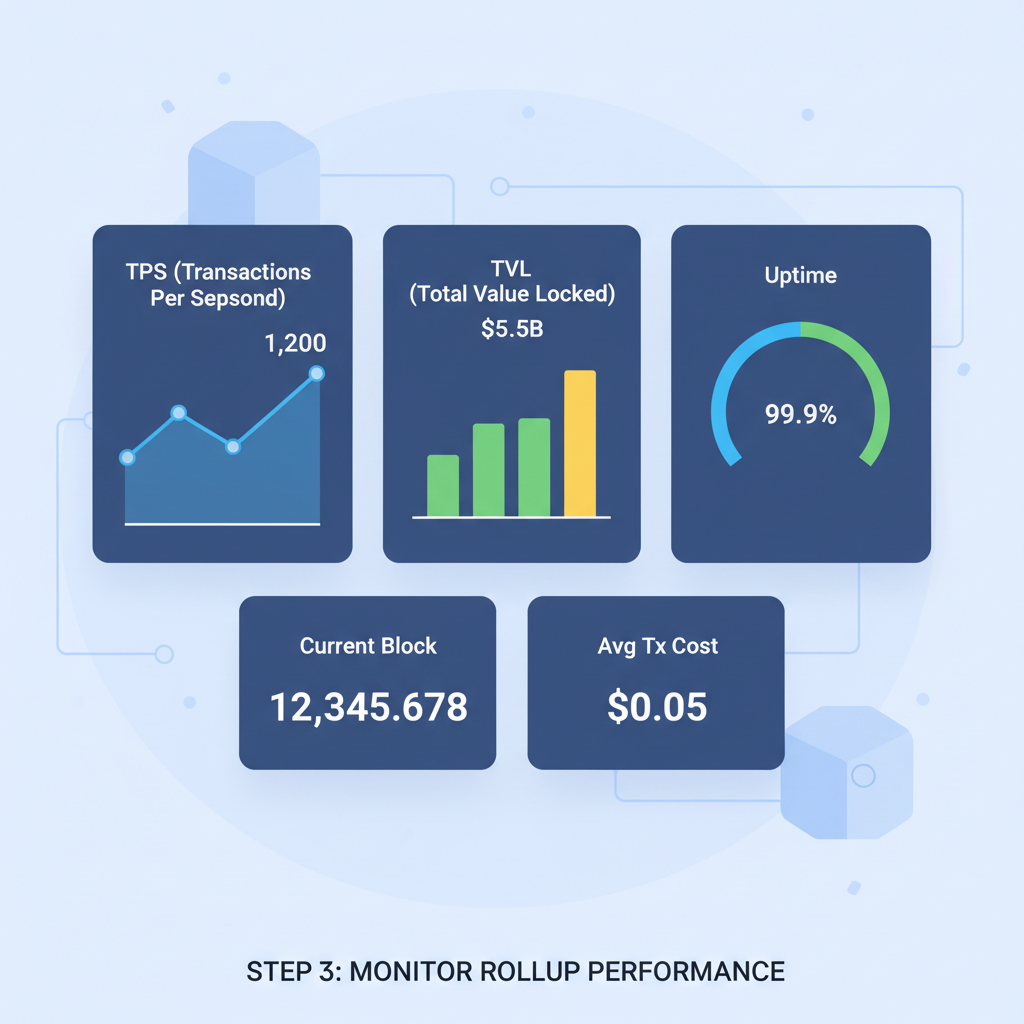 rollup monitoring dashboard charts TPS TVL uptime metrics modern UI