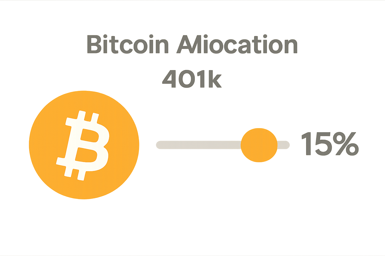A digital slider adjusting percentage allocation to Bitcoin within a 401k account interface, Bitcoin logo prominent