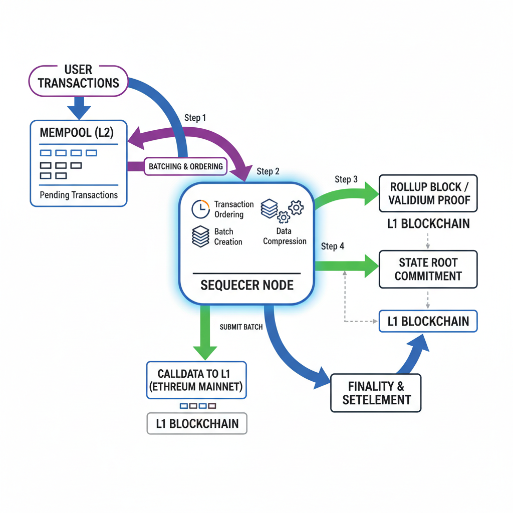 flowchart mempool arrows to sequencer node in ethereum l2 network