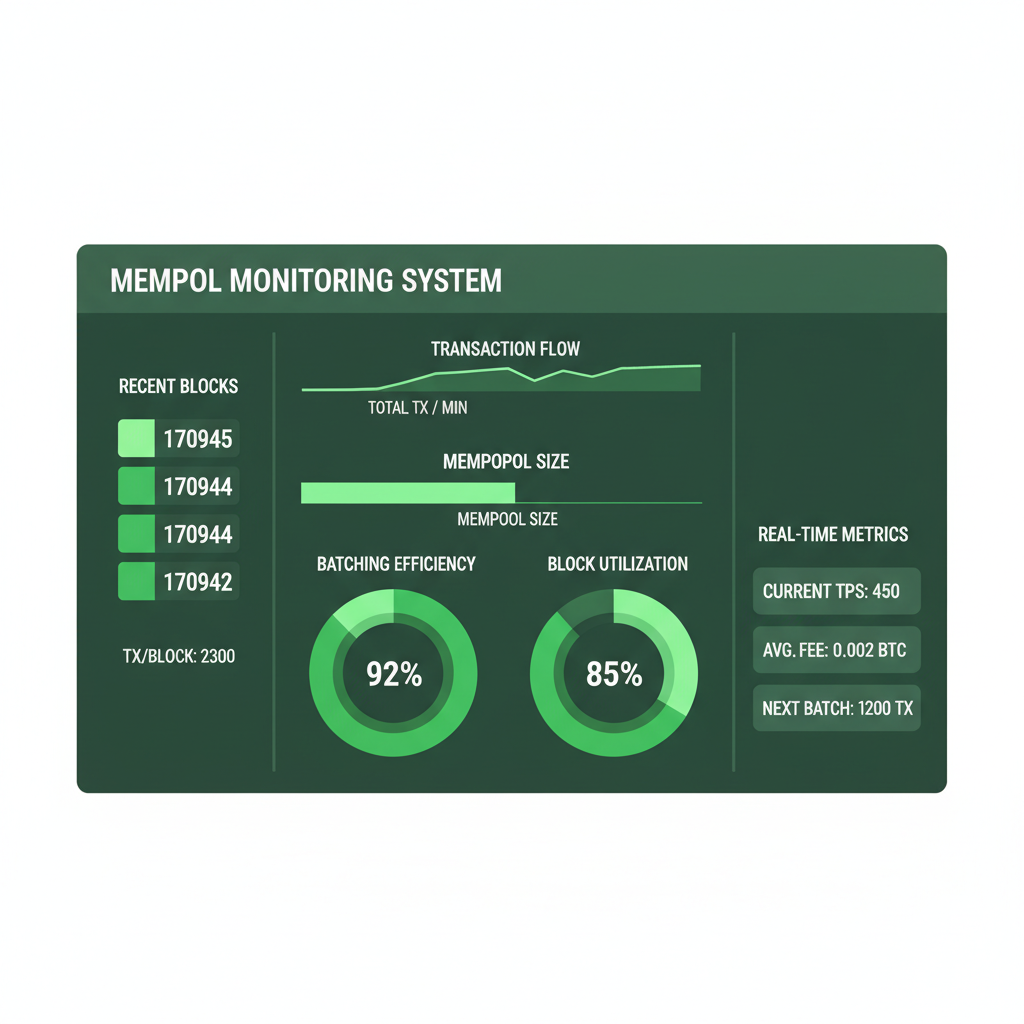 dashboard monitoring mempool tx flow batching metrics graphs green