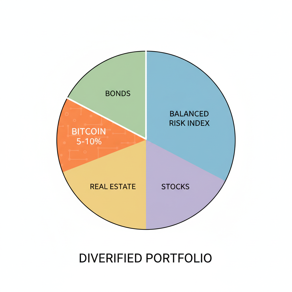 pie chart portfolio 5-10% bitcoin balanced risk index slice colorful