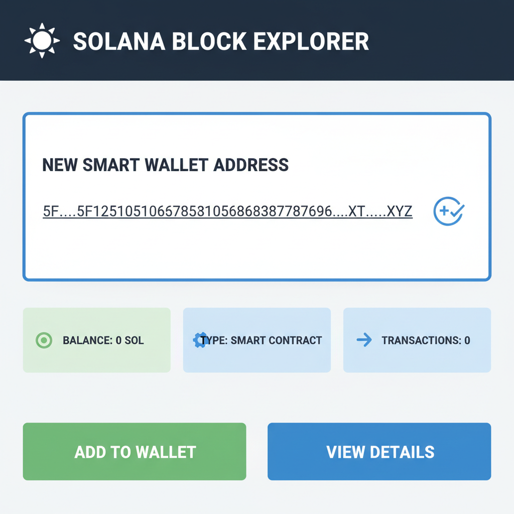 blockchain explorer showing new Solana smart wallet address details