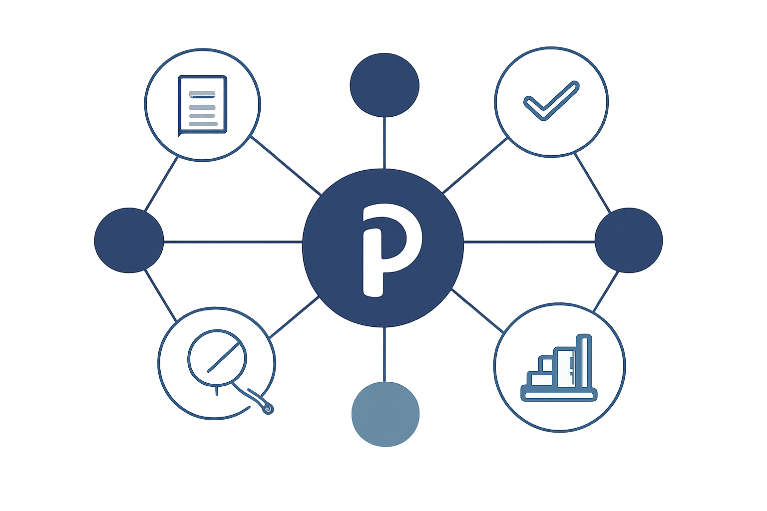 A network of interconnected nodes verifying and combining data, with the Pyth logo at the center