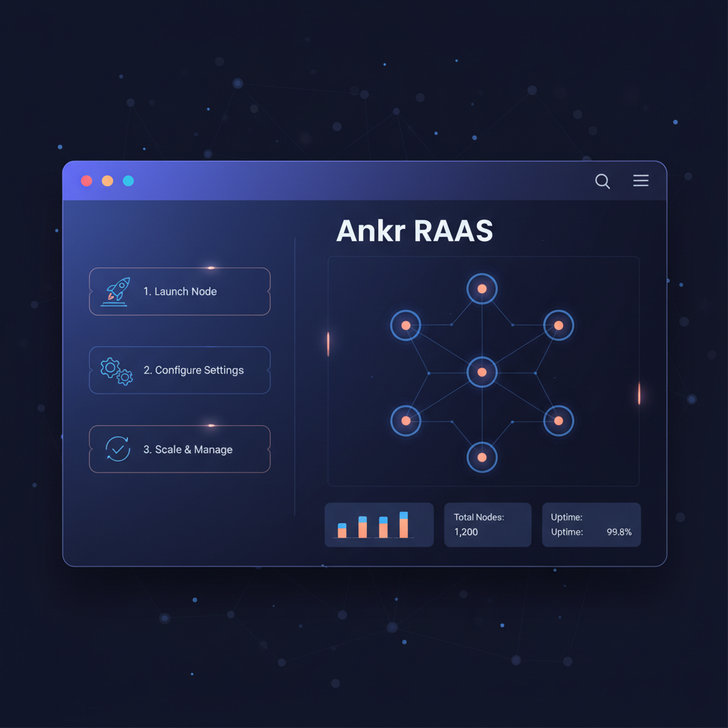 sleek web dashboard for blockchain rollup deployment, futuristic UI, neon blues and purples