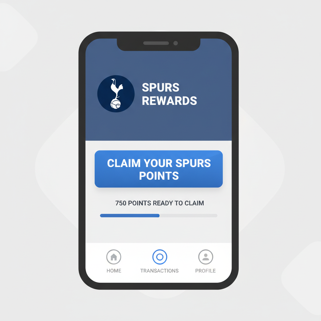 Wallet interface claiming SPURS rewards with Tottenham badge