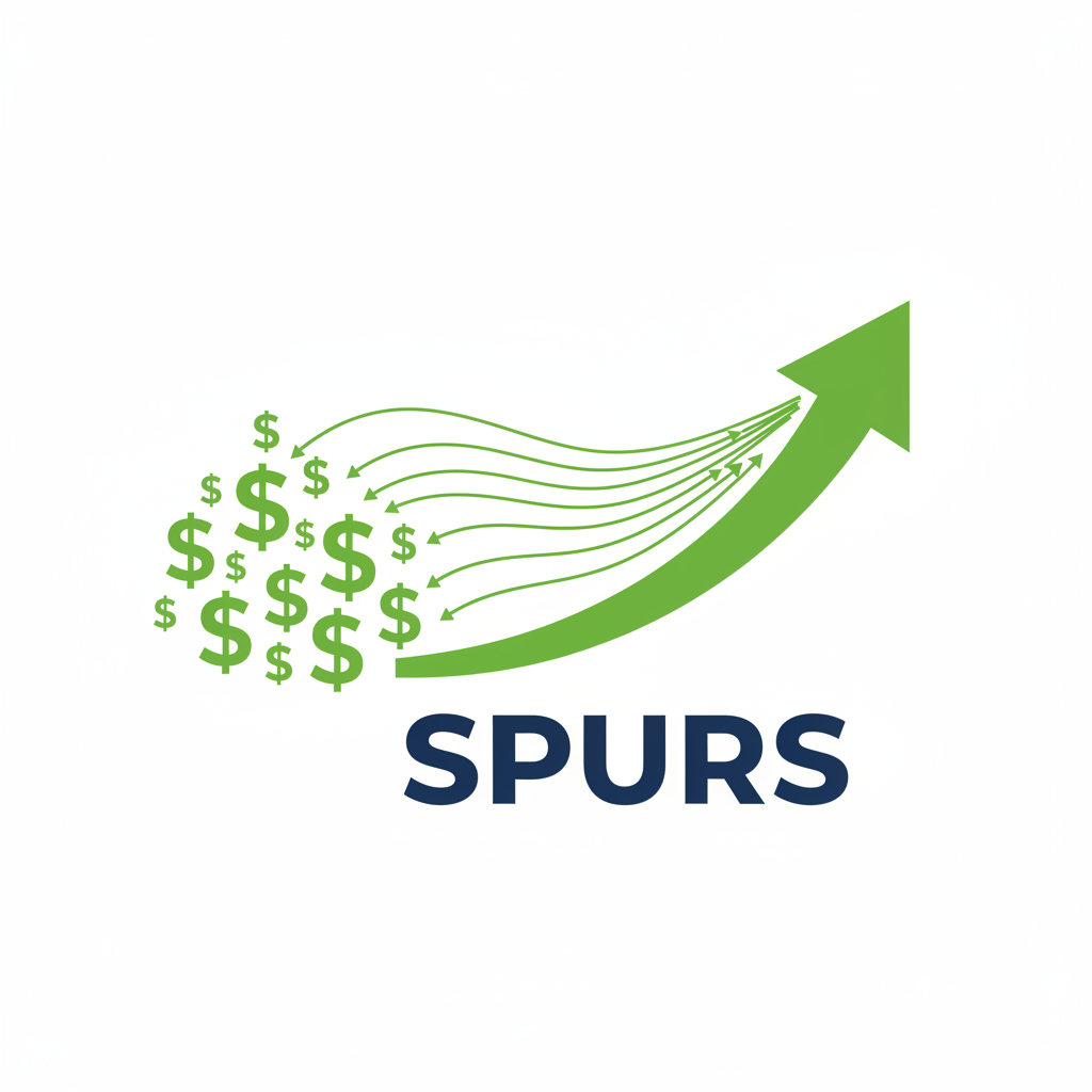 Dollar signs averaging into upward SPURS price chart