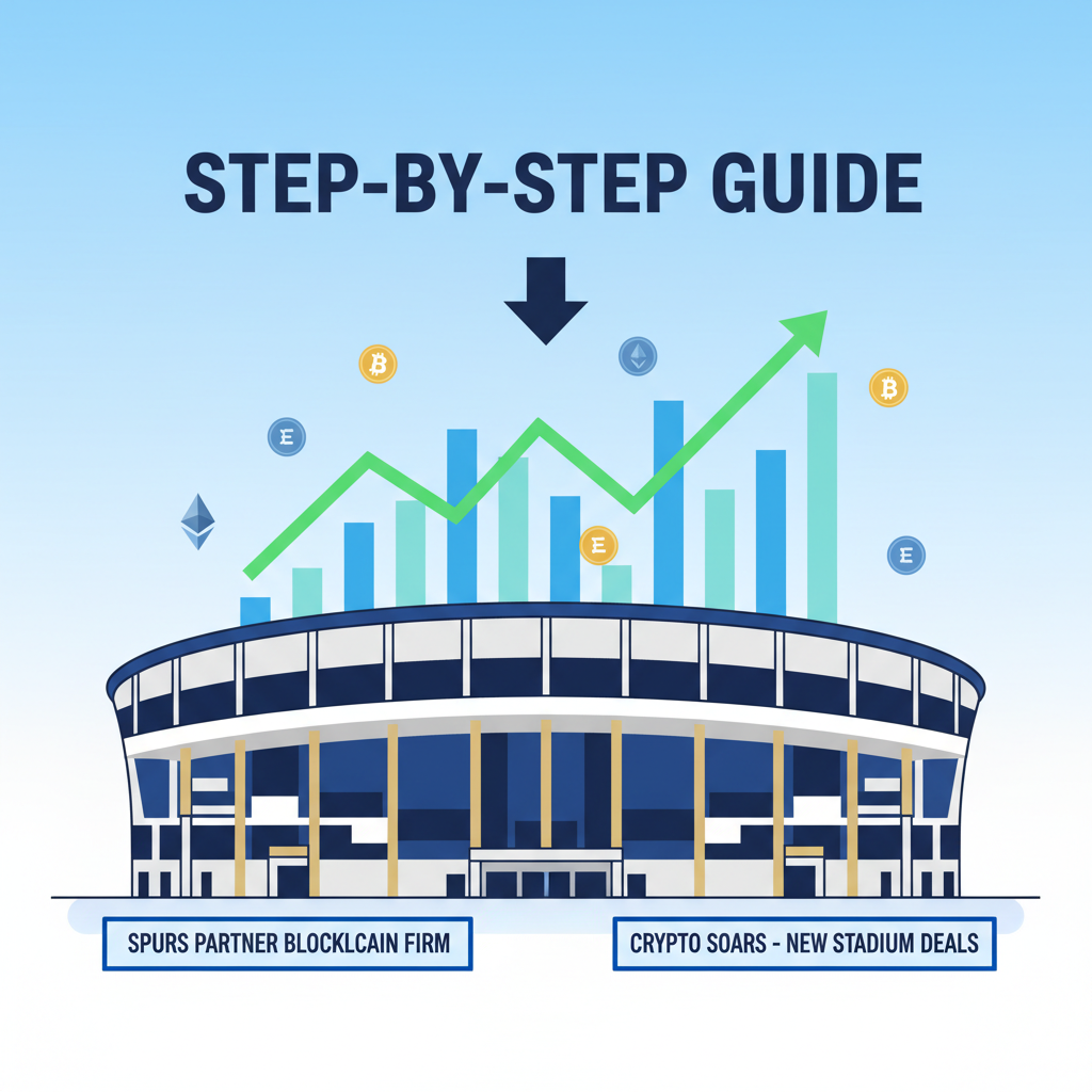 Tottenham Hotspur stadium with rising crypto charts and news headlines
