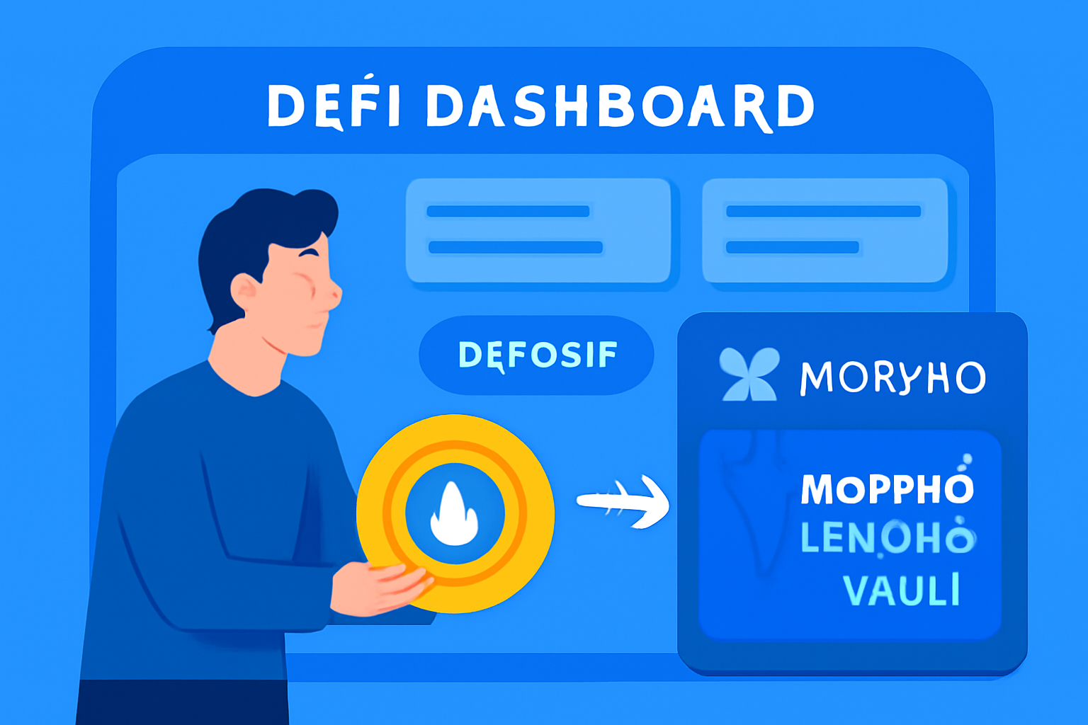 user depositing syrupUSDC tokens into Morpho lending vault, vibrant blue interface, DeFi dashboard