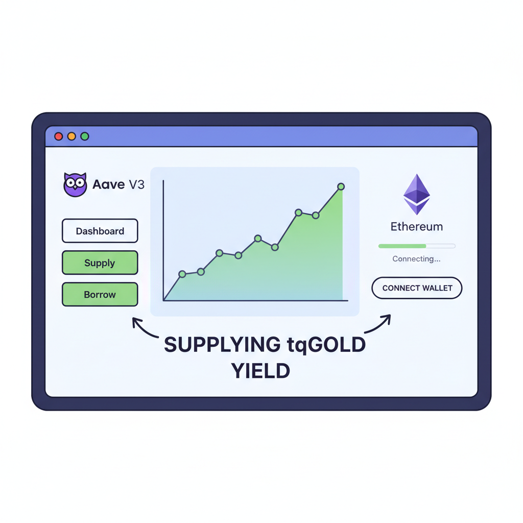Aave V3 dashboard supplying tqGOLD yield chart Ethereum