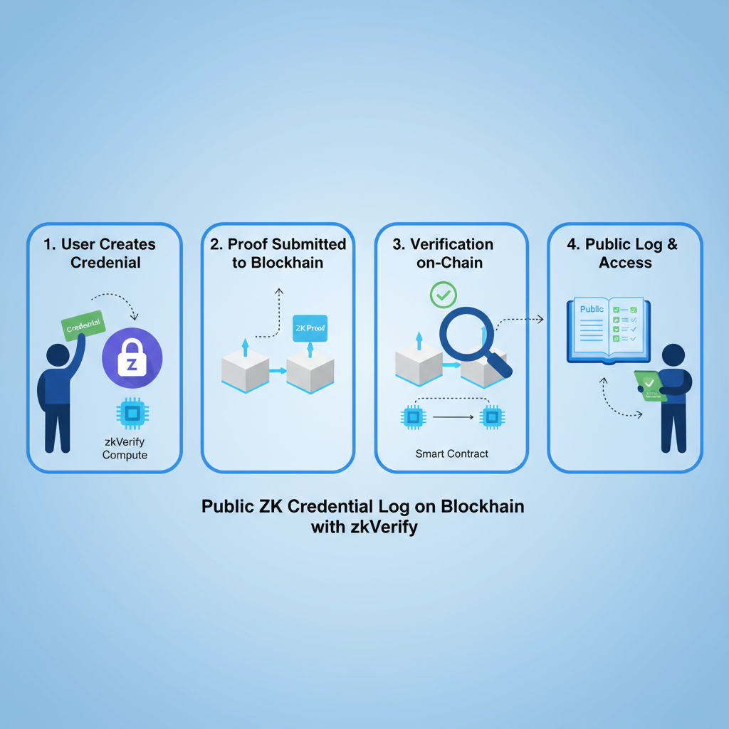 Public ZK credential log on blockchain with zkVerify compute proofs