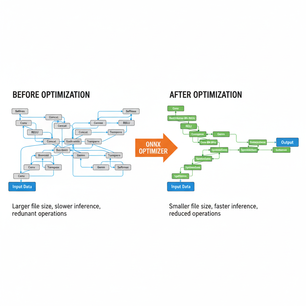 ONNX model optimization graph before after, flow diagram technical