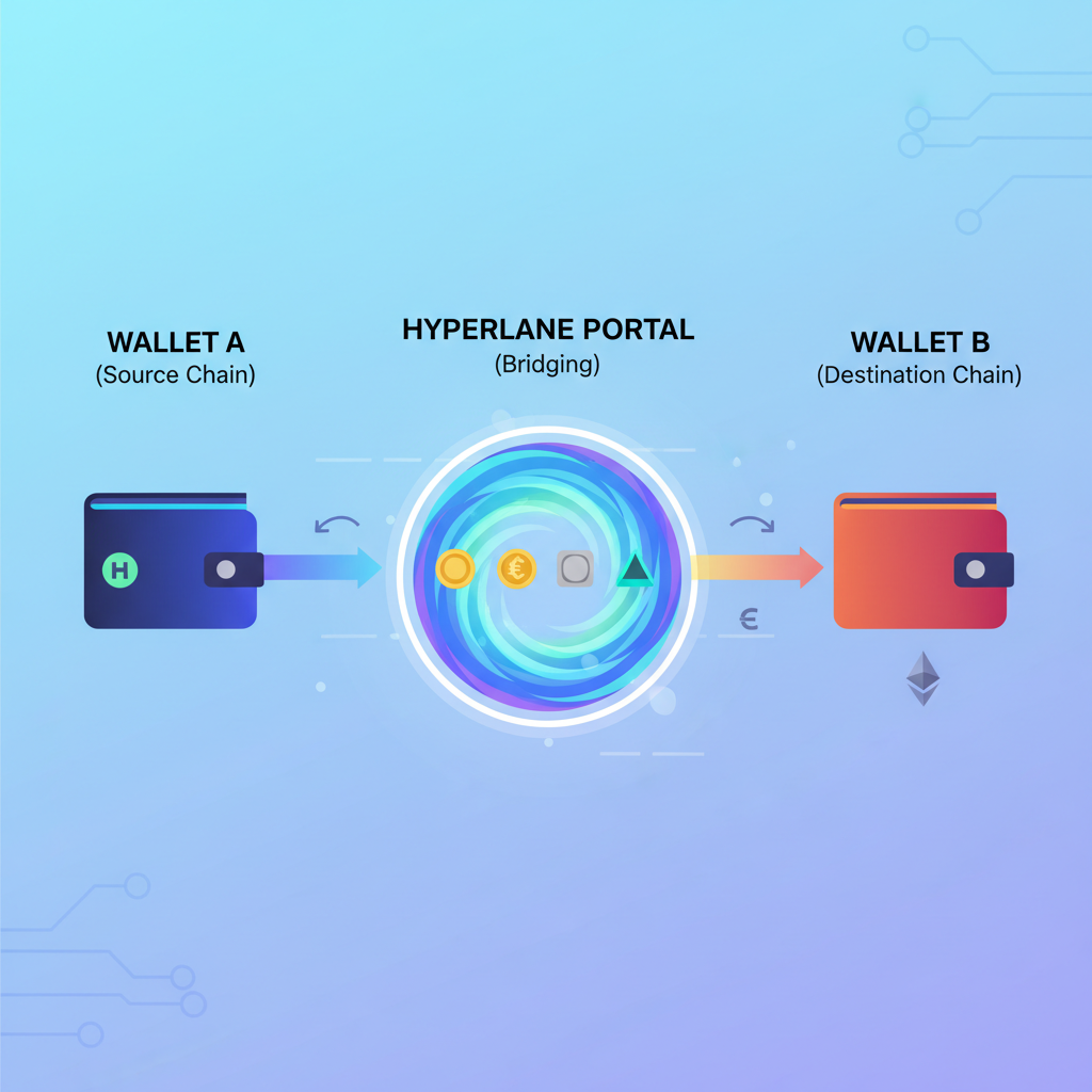 wallet bridging tokens across chains, Hyperlane portal glowing