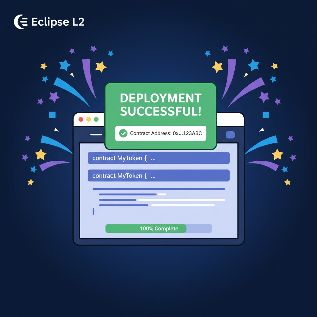 successful smart contract deployment screen, Eclipse L2 fireworks