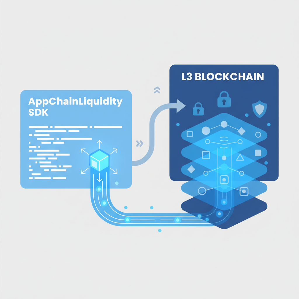 code integration screen with AppChainLiquidity SDK flowing into L3 blockchain