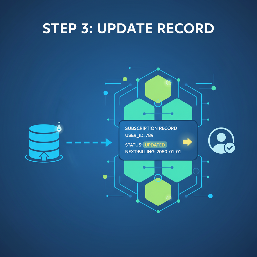 database updating subscription record in futuristic blockchain interface