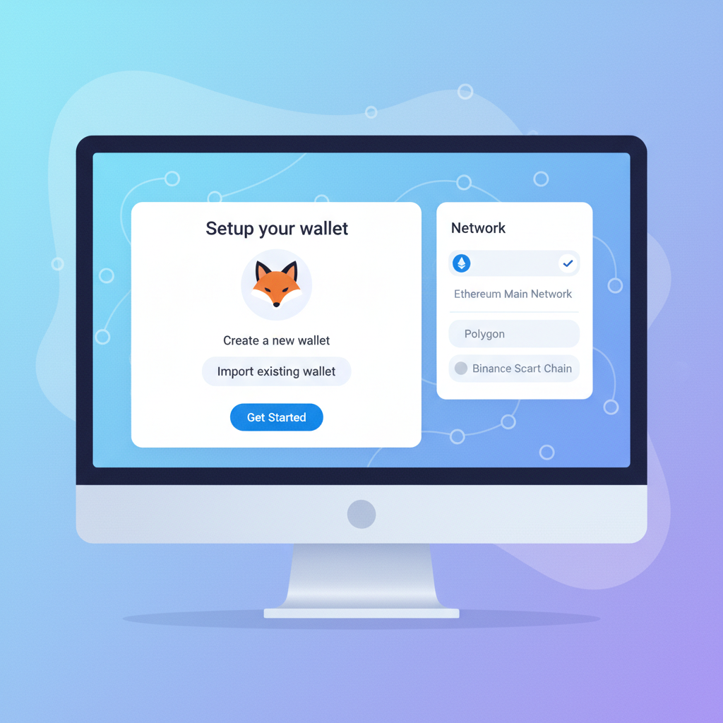 MetaMask wallet setup screen on desktop with Ethereum network selected