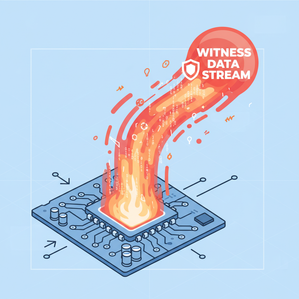 generating glowing witness data stream from circuit, digital fire effects