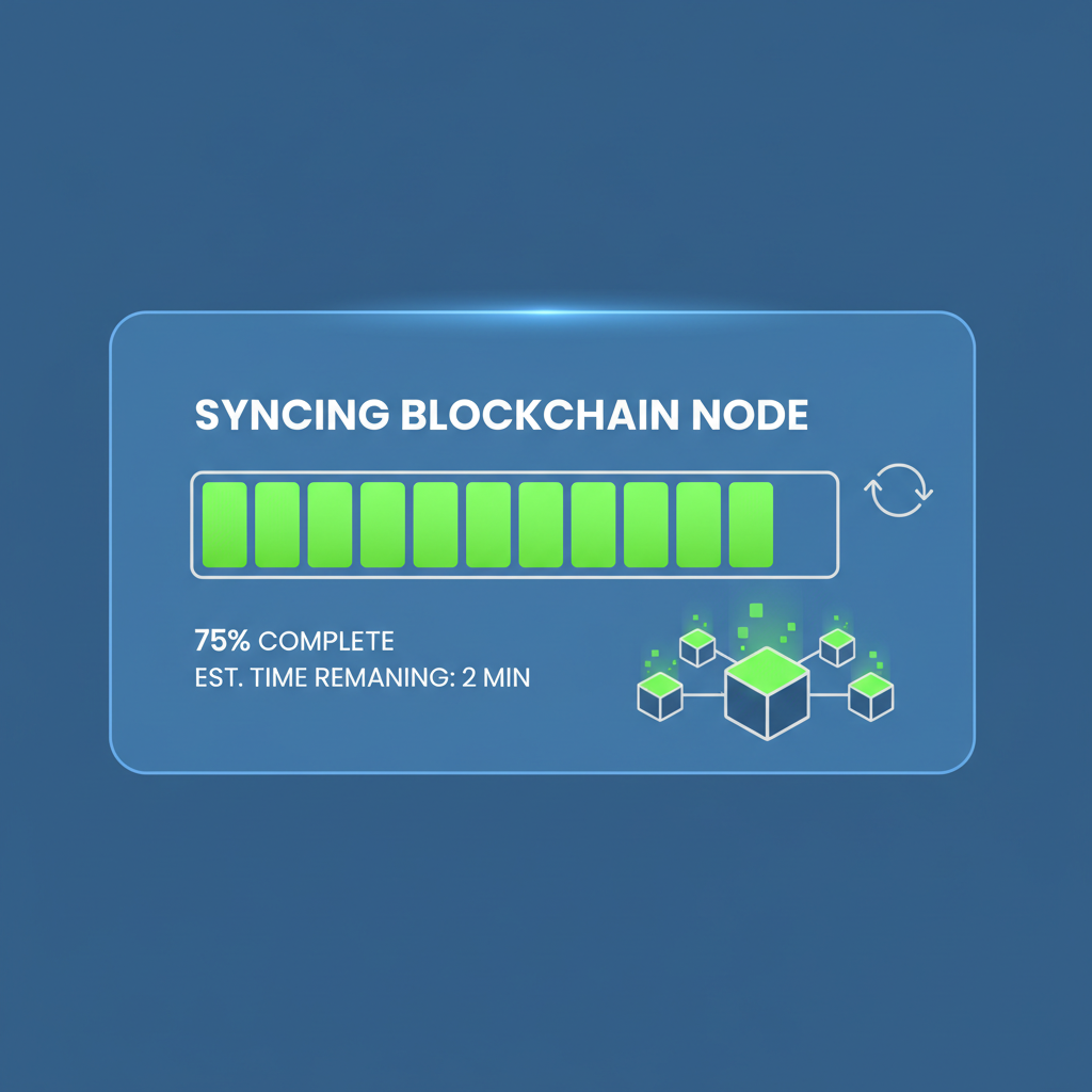 progress bar syncing blockchain node on screen