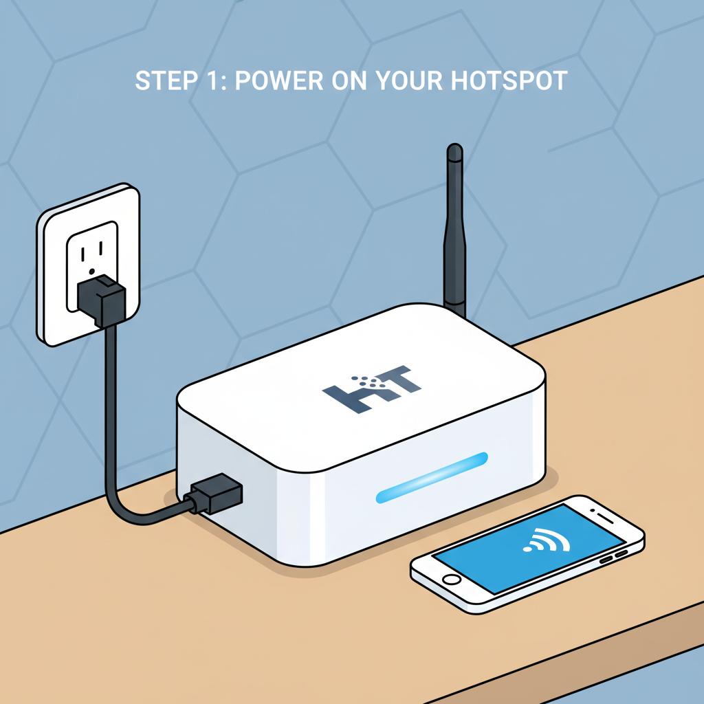 modern Helium Mobile hotspot device on desk with HNT logo, sleek tech style, high detail