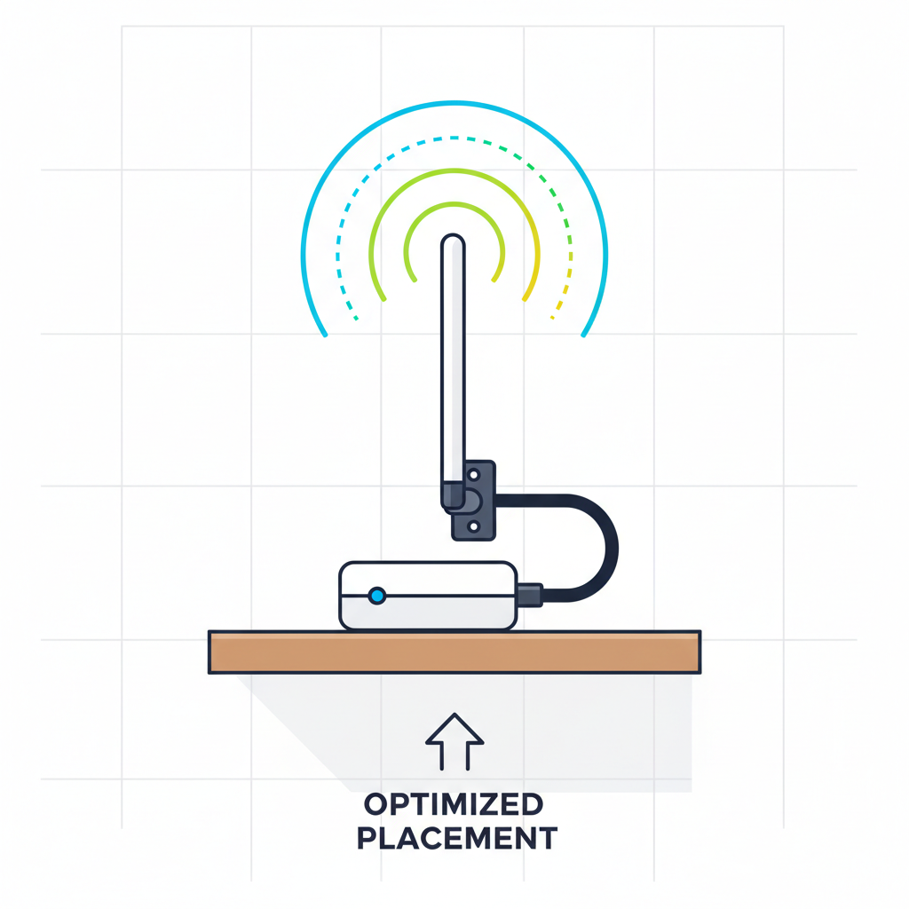 Helium hotspot optimized on shelf with external antenna, signal waves visualized