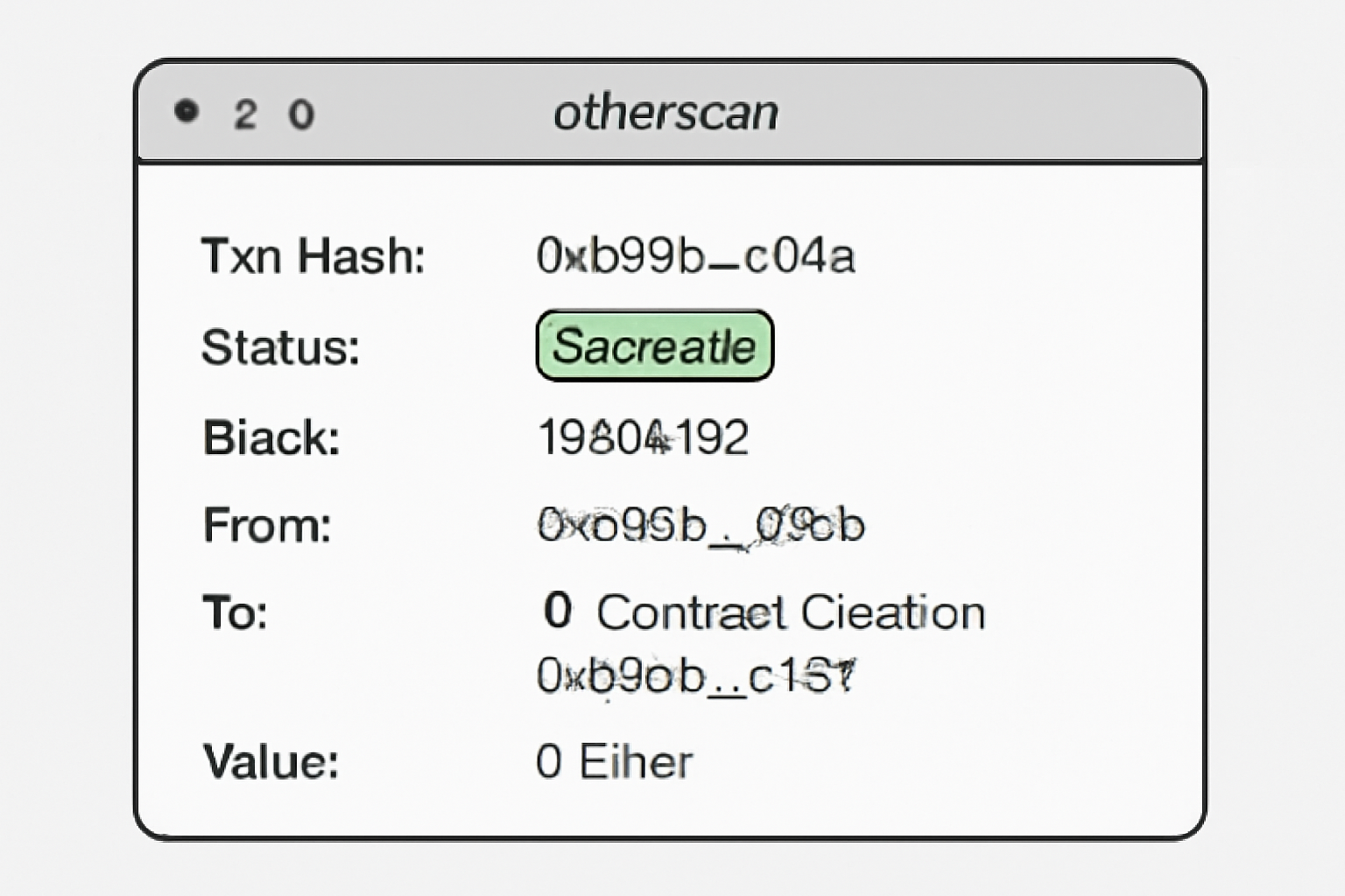 Ethereum testnet deployment transaction on Etherscan
