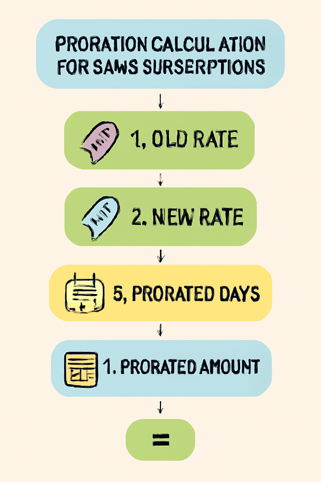 flowchart of proration calculation for SaaS subscriptions