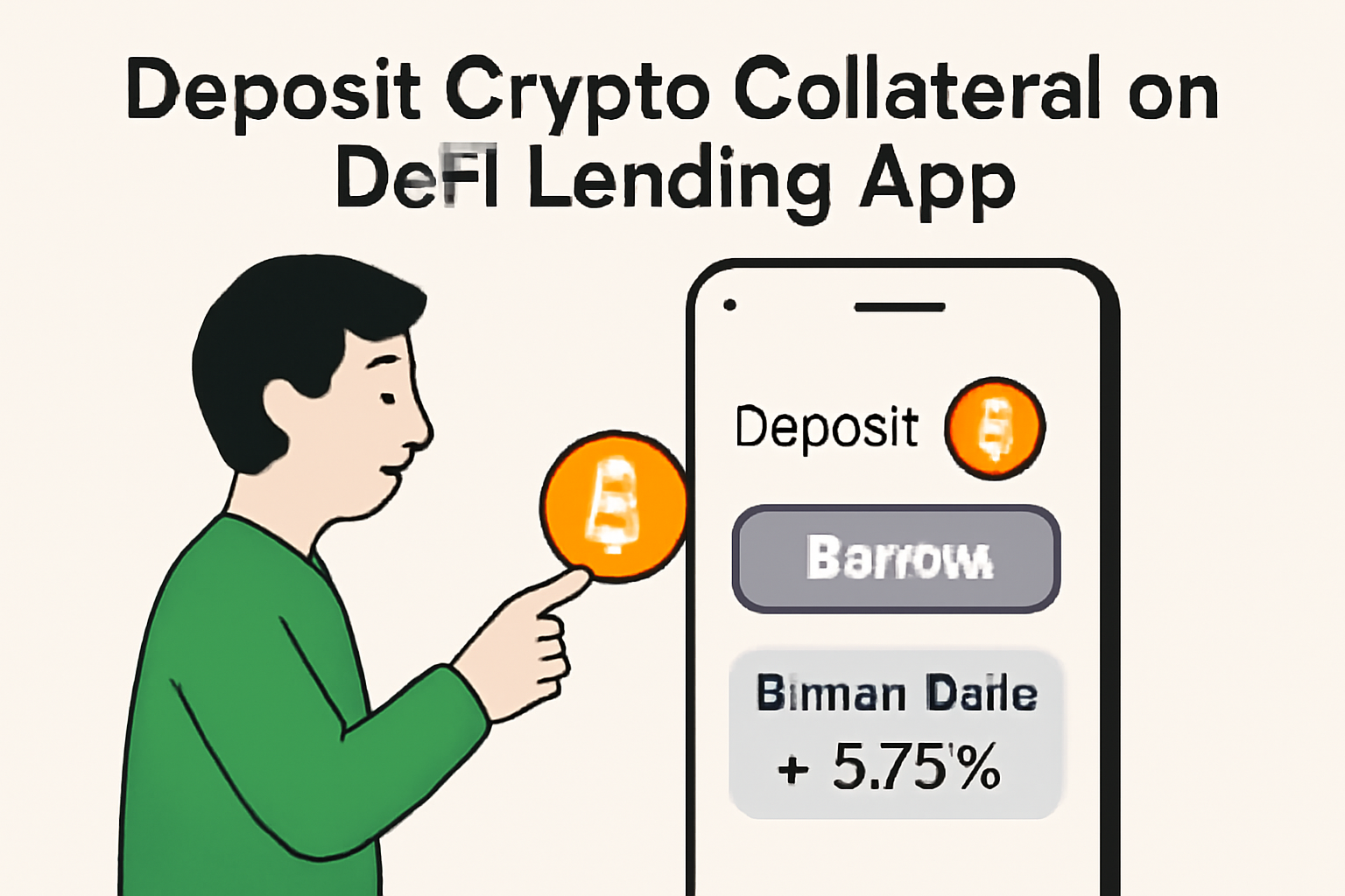 user depositing crypto collateral on DeFi lending app, borrow rate dropping with FIS highlight