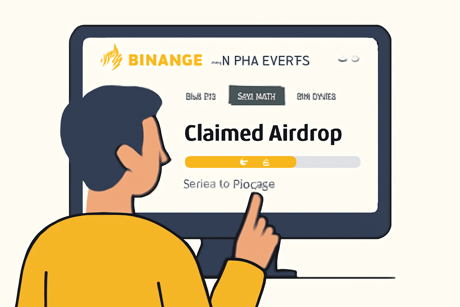 A user checking the status of their claimed airdrop on the Binance Alpha Events dashboard, with a progress bar and status update.