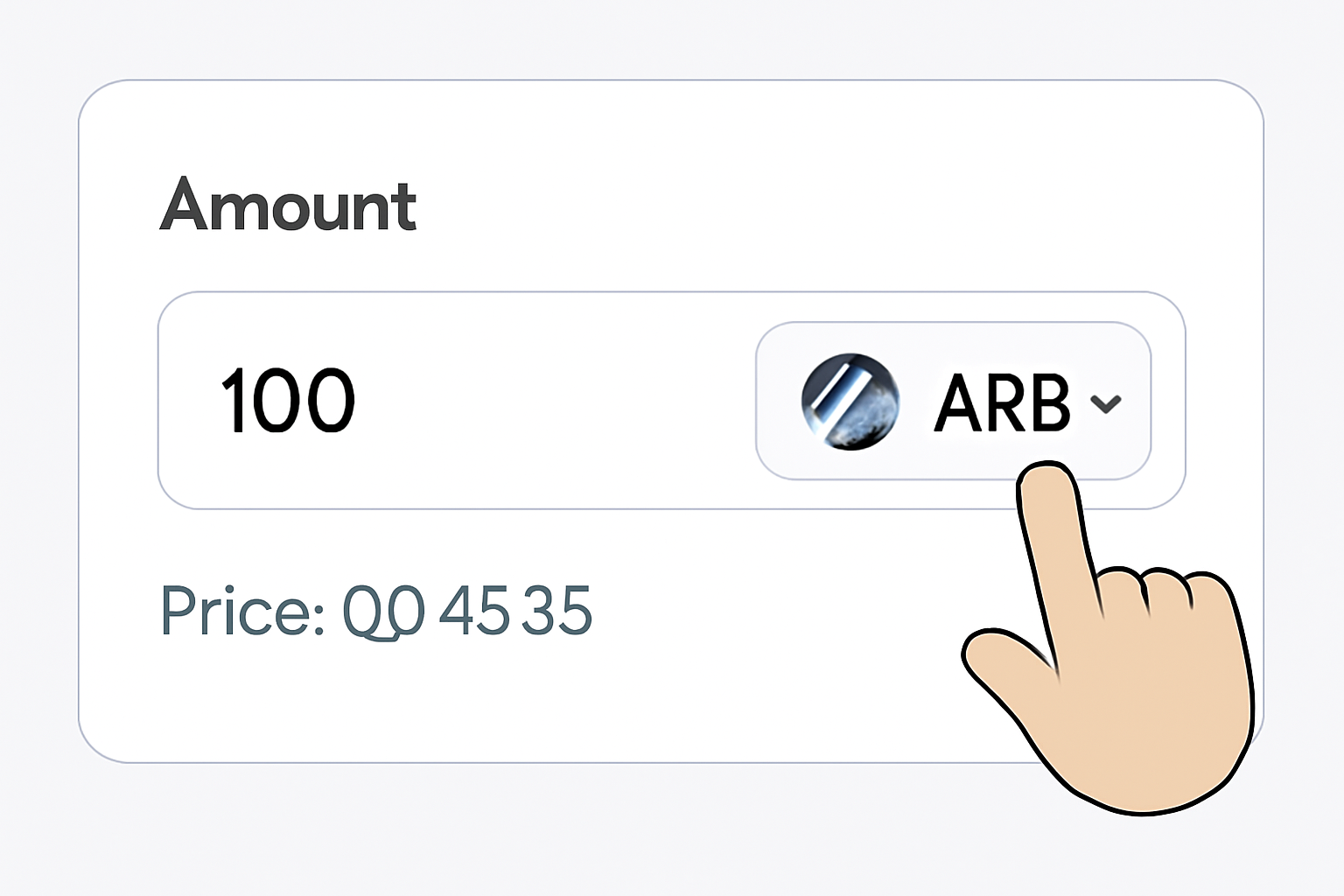 A digital form where a user is entering an amount, with ARB token selected and the current price of $0.4535 displayed clearly.