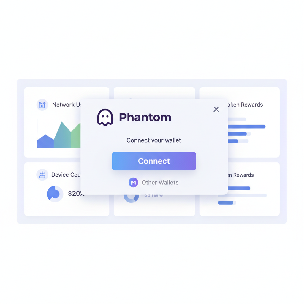 Phantom wallet connect popup on DePIN dashboard