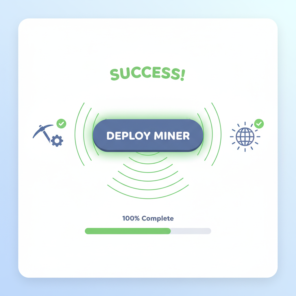 Deploy miner button press on Depinsim interface, success animation