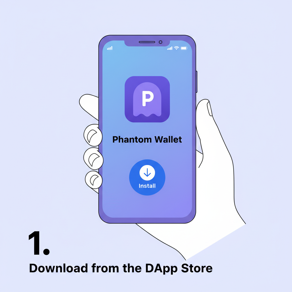 Phantom wallet app install screen on Solana Saga phone