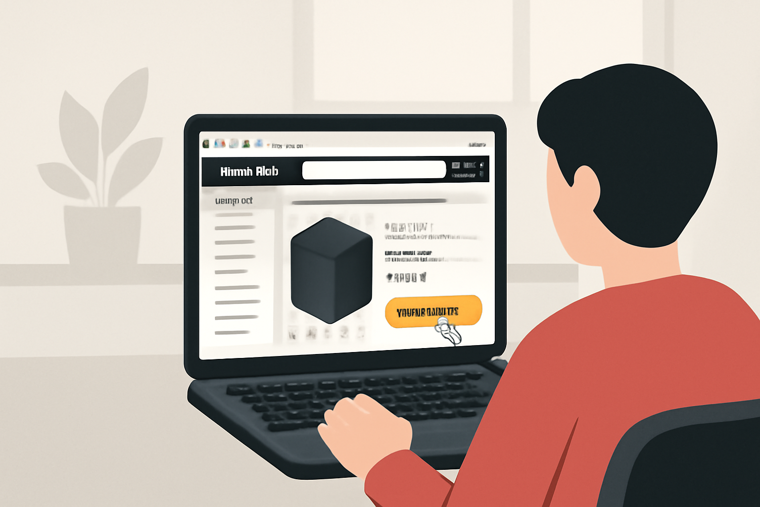 A person browsing Amazon.com on a laptop, highlighting a product and copying its link, clean UI, modern setting