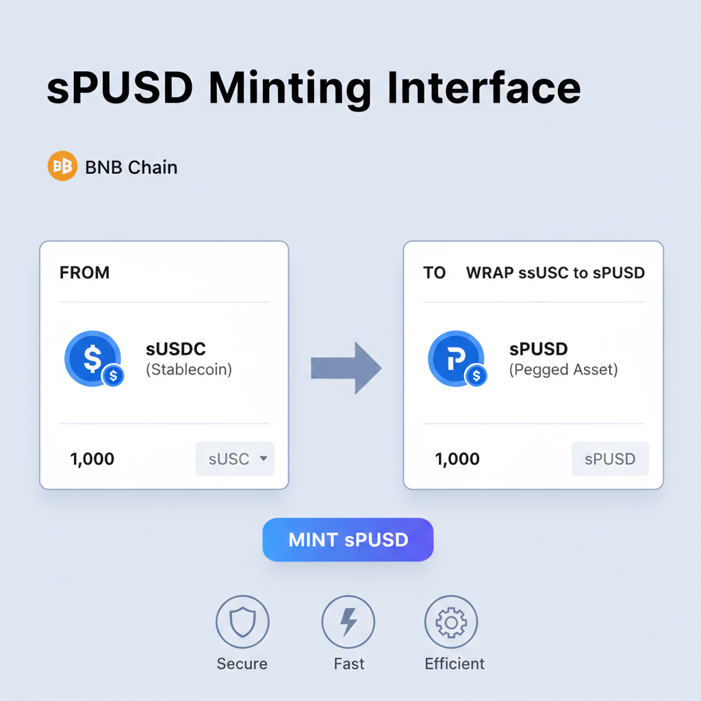 sPUSD minting interface showing wrap sUSDC to sPUSD on BNB Chain