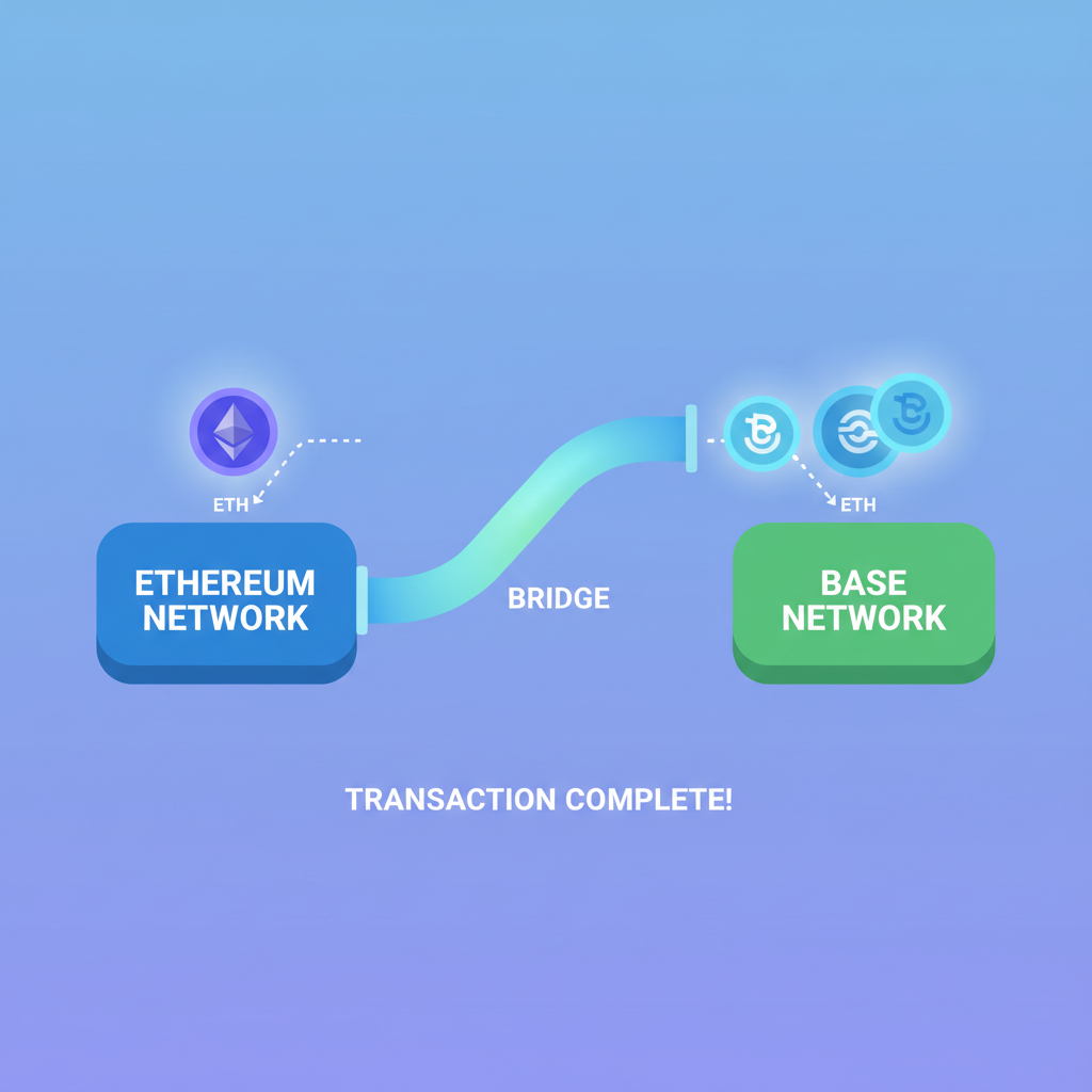 ETH bridging from Ethereum to Base network animation