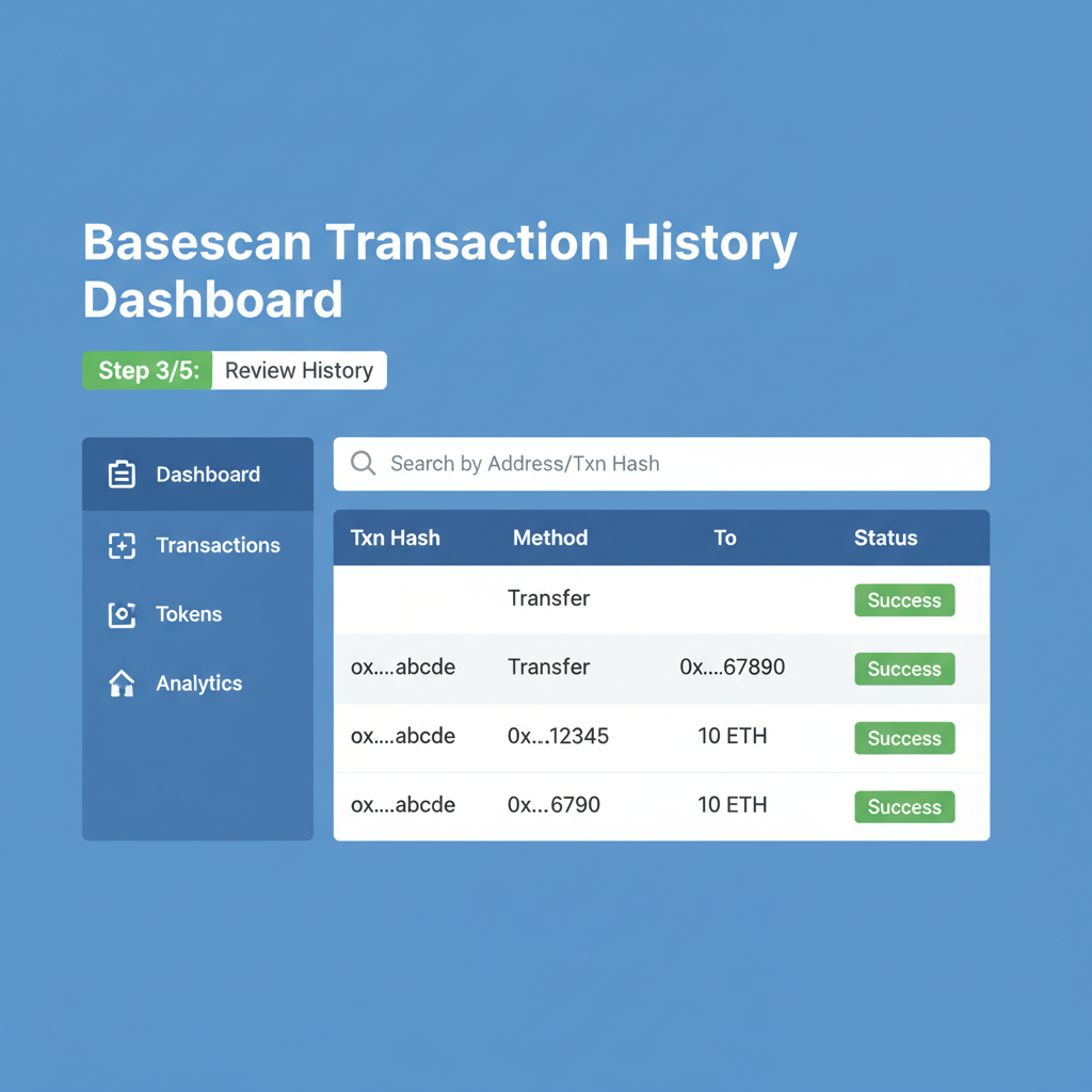 Basescan transaction history dashboard