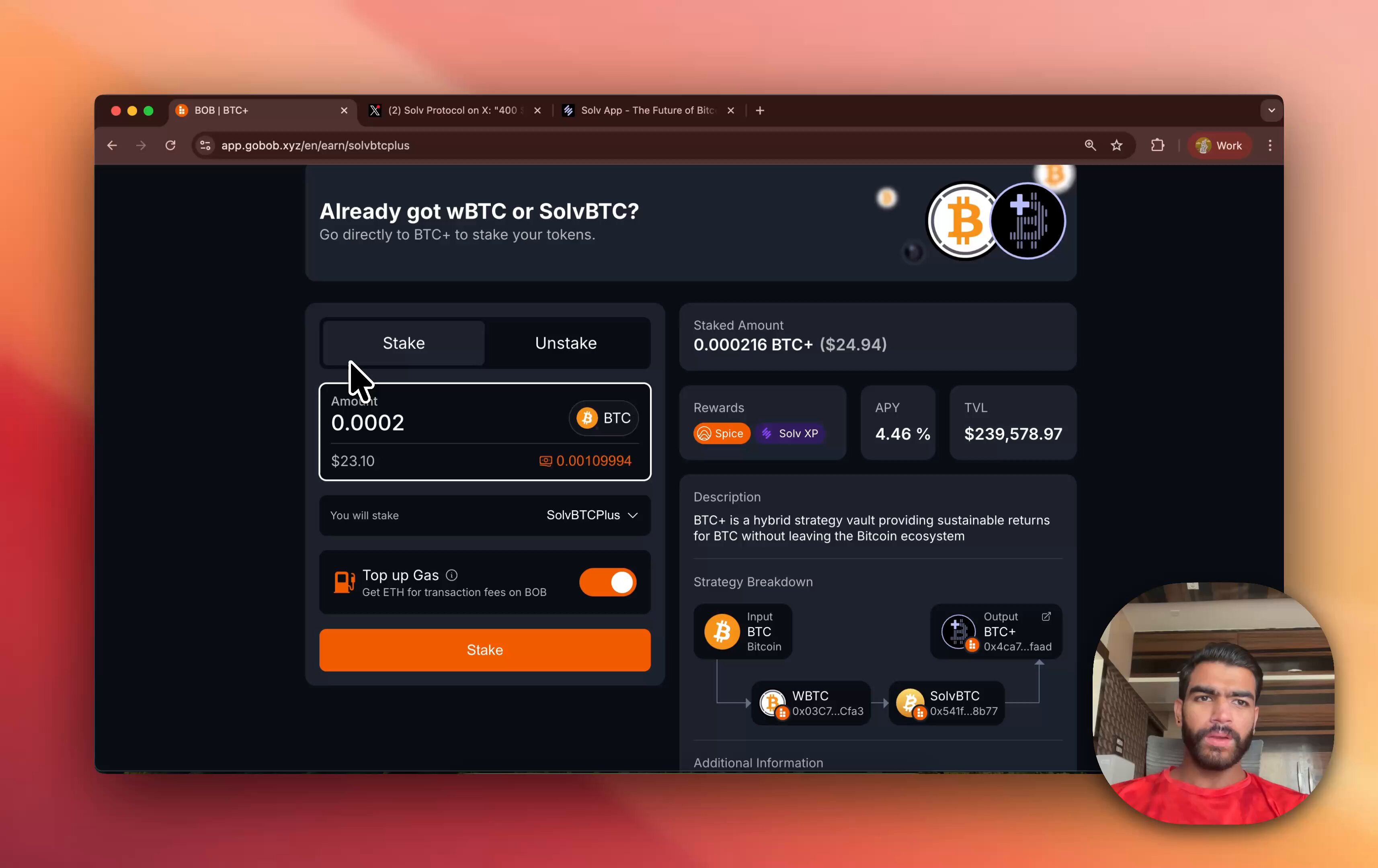 BOB Gateway crypto bridge interface screenshot