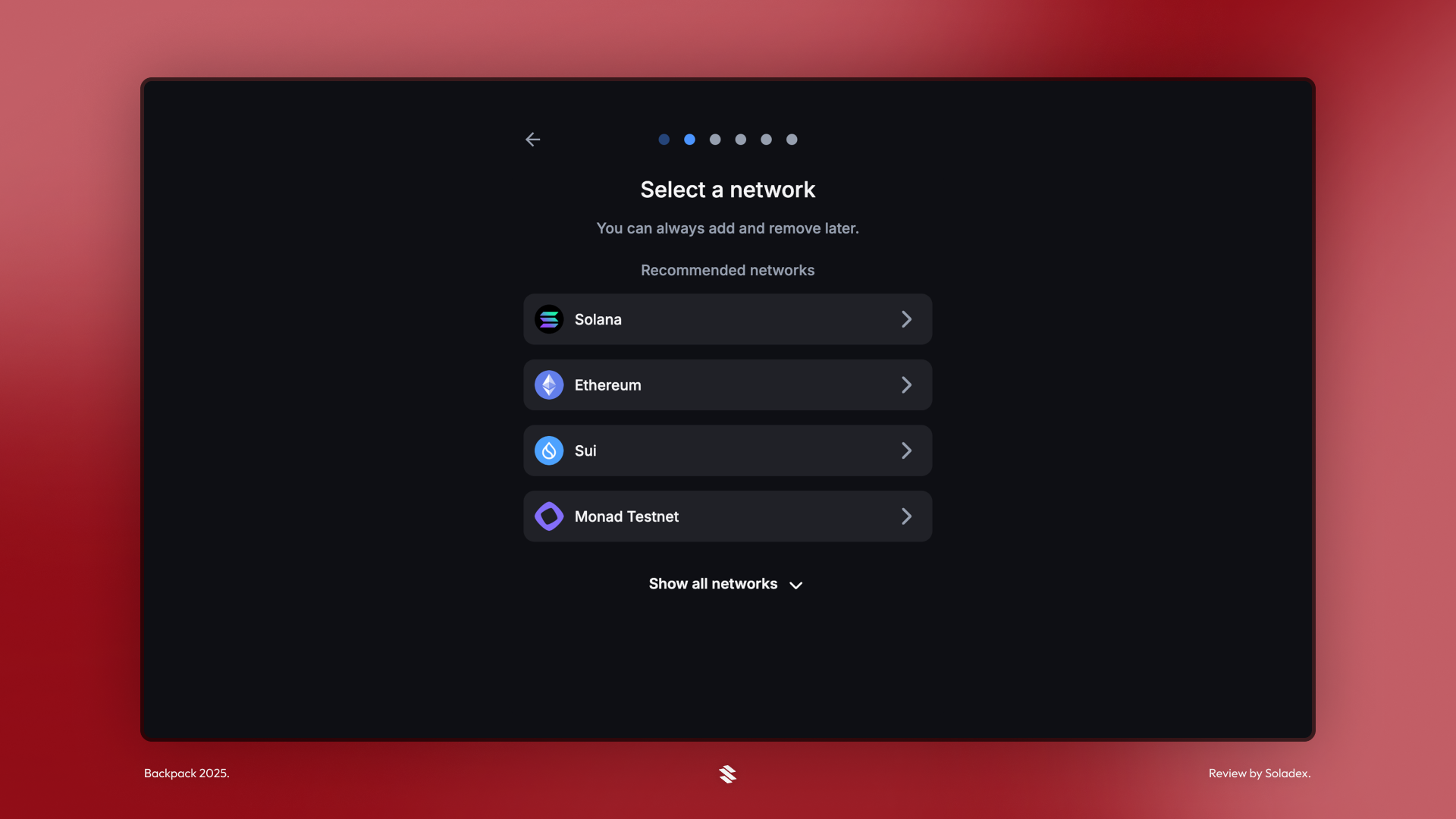 Backpack Wallet multi-chain interface screenshot