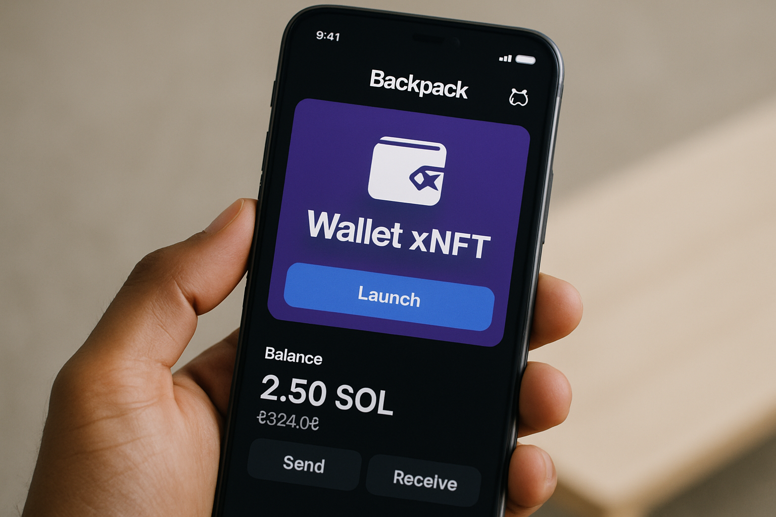 Backpack Wallet xNFT feature in use