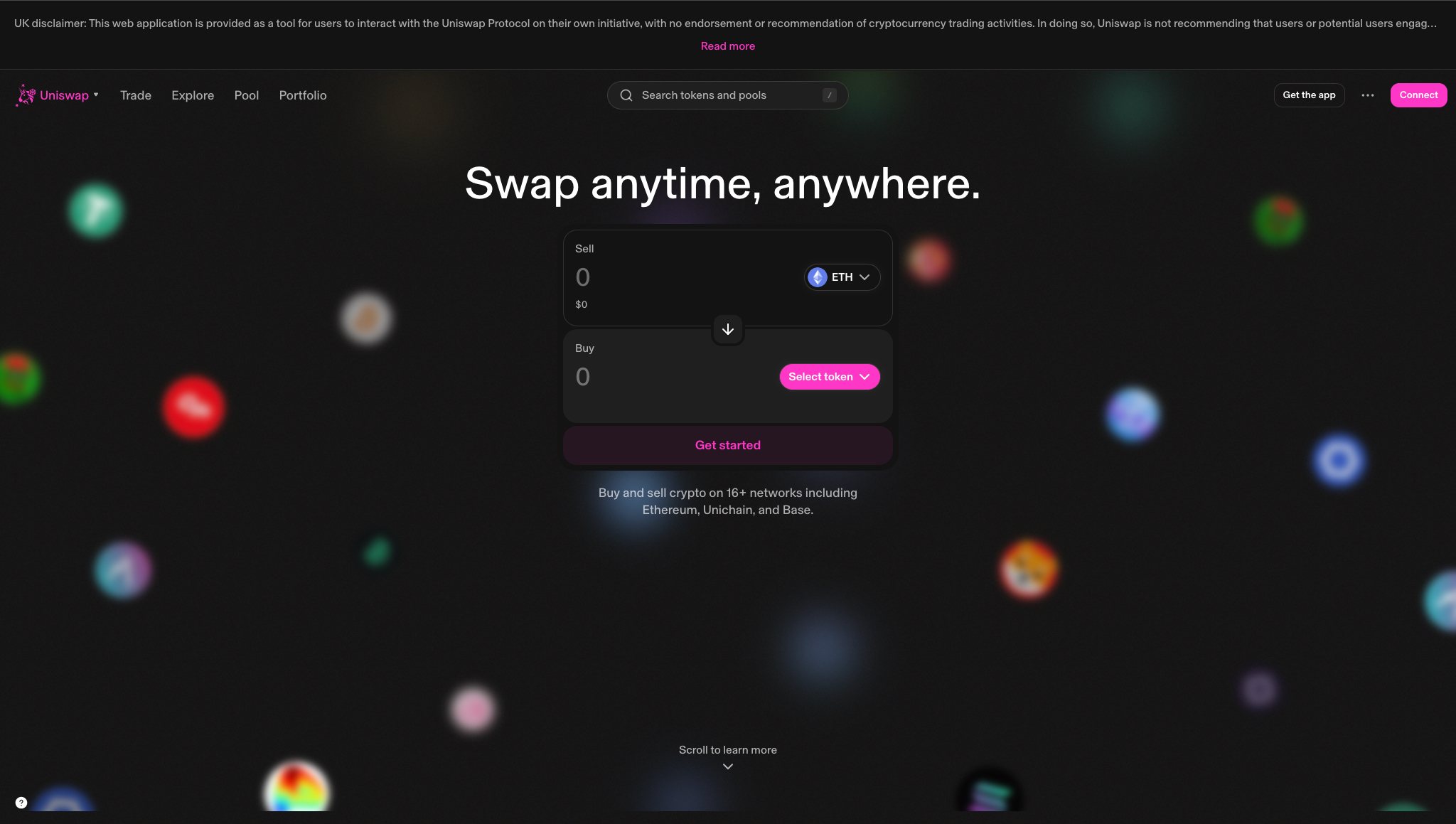 Uniswap DEX no KYC interface