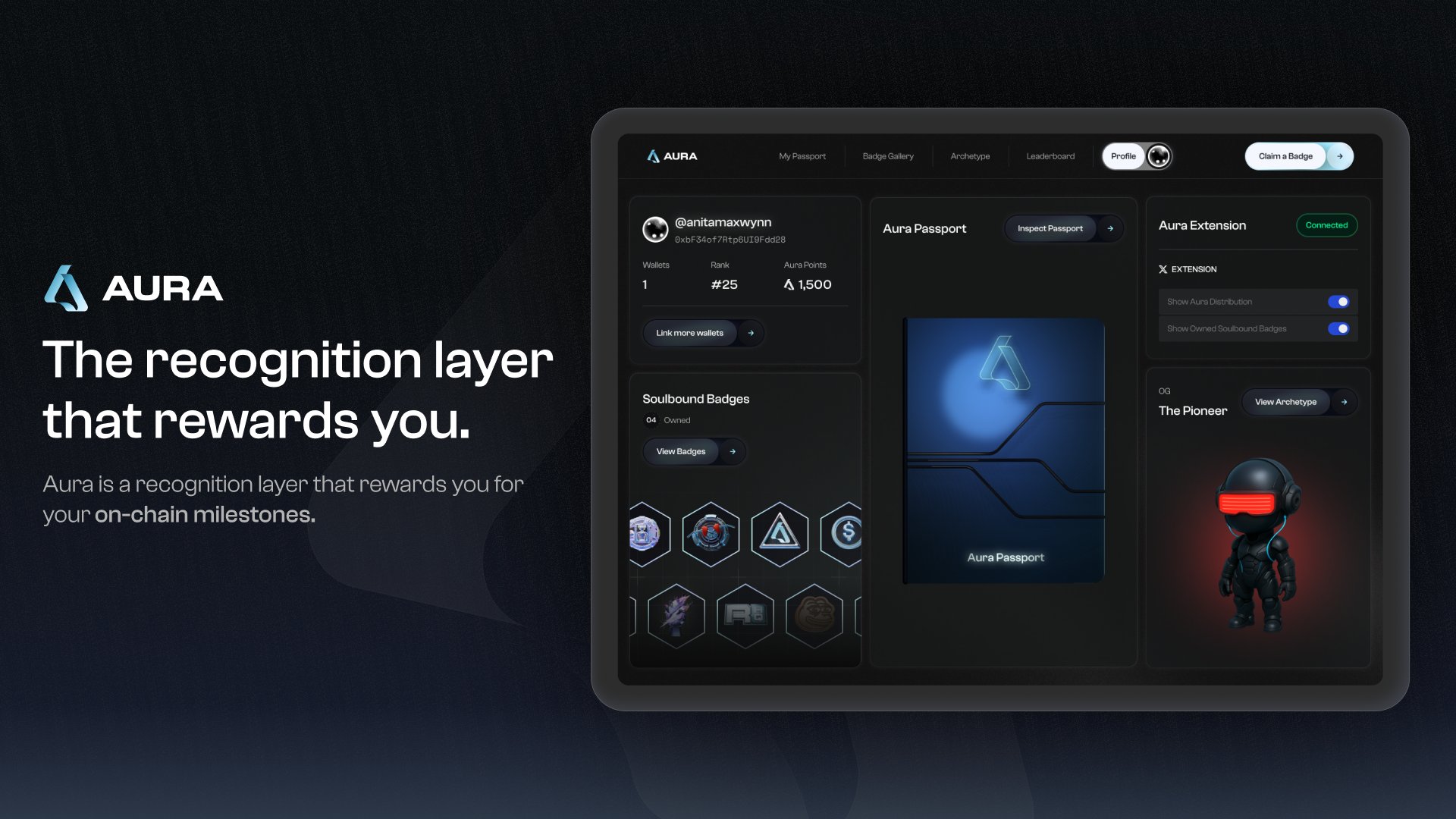 Aura protocol soulbound badges Web3