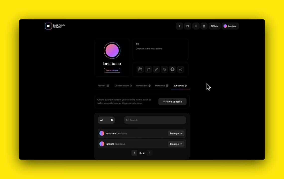 .base name registration interface