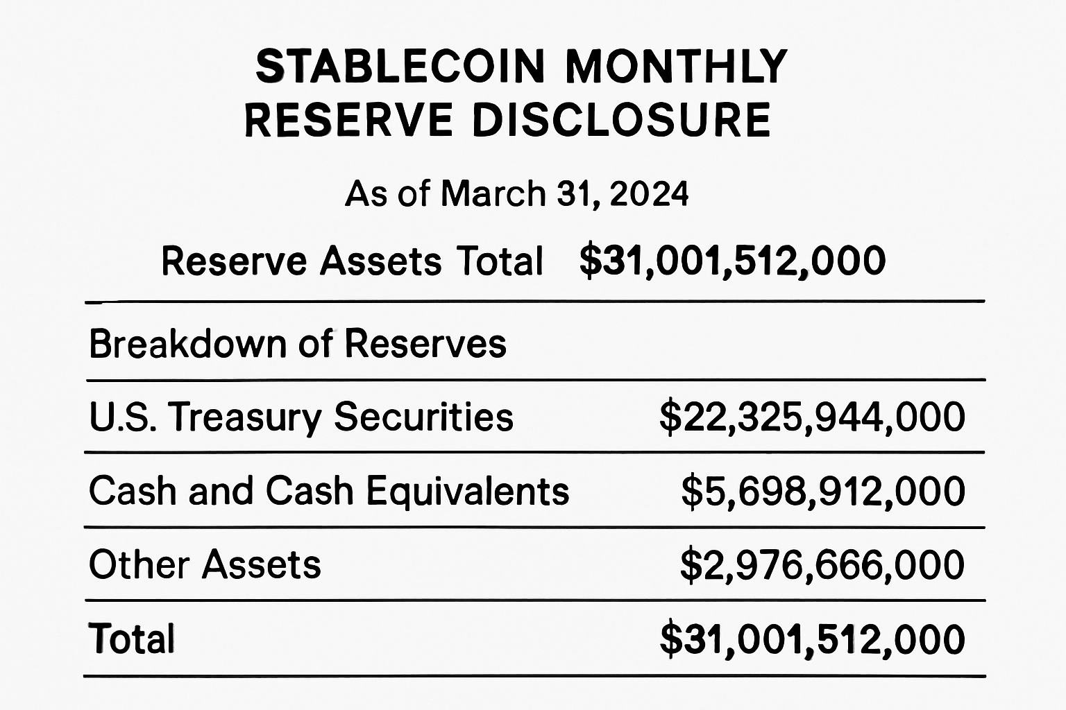 stablecoin monthly reserve disclosure example
