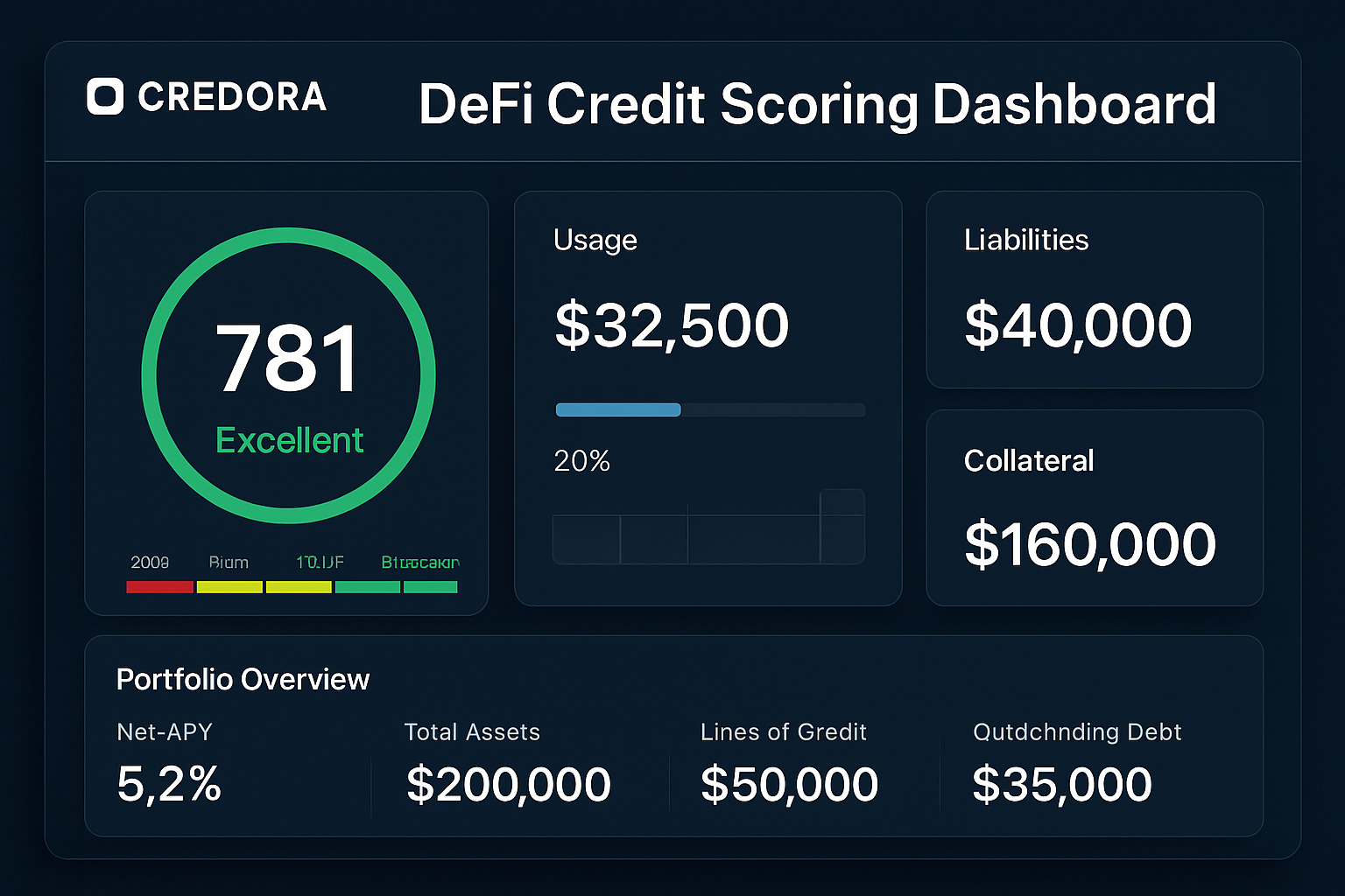 Credora DeFi credit scoring dashboard