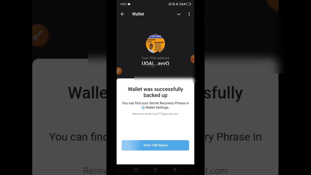 TON wallet backup with Telegram and email