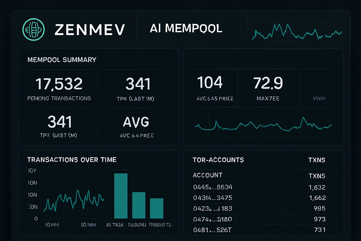 ZenMEV AI mempool monitoring dashboard