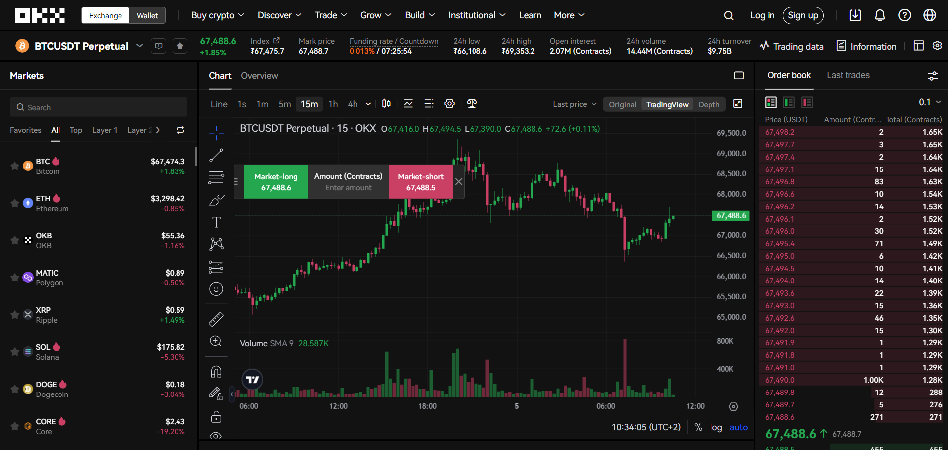 OKX Earn staking dashboard with APR rates