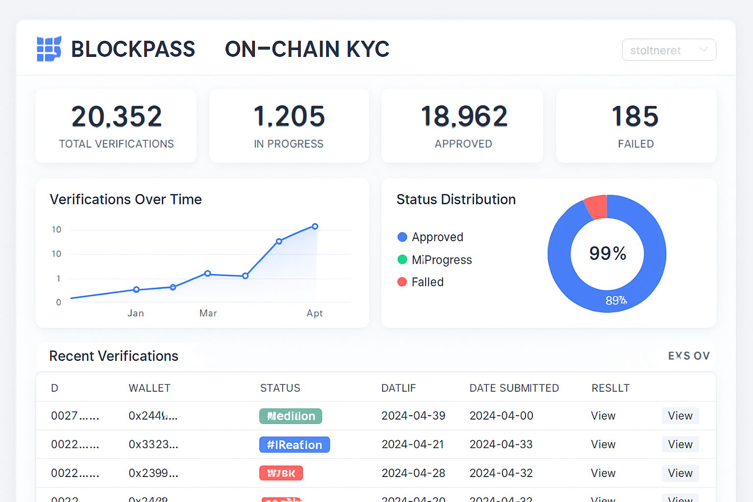 Blockpass On-Chain KYC dashboard screenshot
