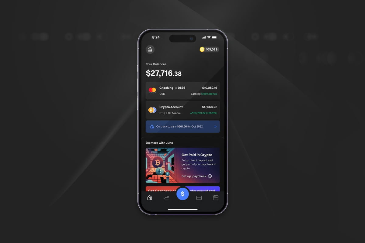 Juno neobank DeFi integration user experience 2025